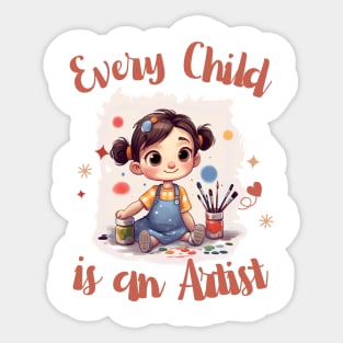 Every Child is an Artist - Cute Girl Sticker